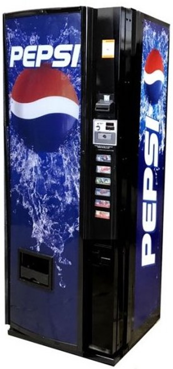 A conventional stack style drink vending machine (Dixie Narco 276e)