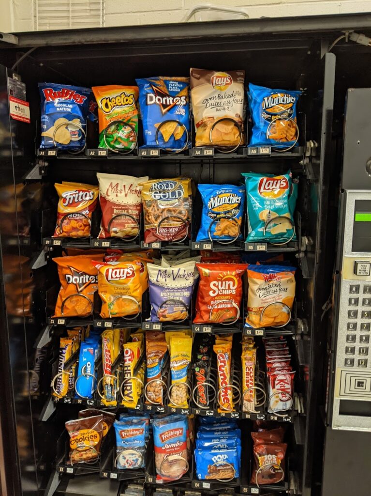 A fully stocked snack machine from one of our older locations. It had everything and did extremely well.